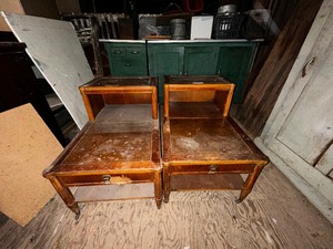 lot 428 image: Two Vintage Multilevel Tables With Drawers