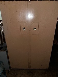 lot 431 image: Antique Metal Storage Cabinet