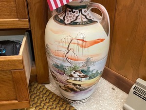 lot 217 image: Hand Painted Vase Measuring 18 Inches Tall