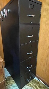 lot 221 image: Legal Size Width, Five Drawer File Cabinet
