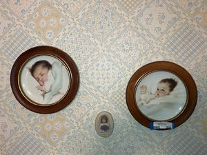 lot 236 image: Vintage Baby Plates, Framed As Seen In Photo