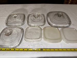 lot 277 image: Variety of Corning Ware Clear Glass Lids and Plastic Lifs