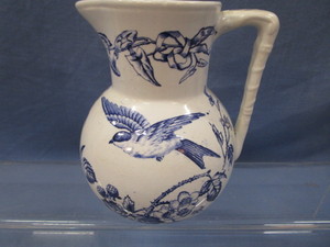 Pitcher With Flow Blue Transfer