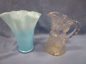 Blown Vase & Leaded Pitcher