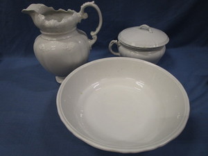 Ironstone Pitcher, Bowl, Chamber Pot