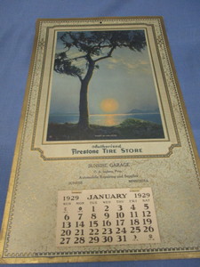 Sunrise Garage 1929 Calendar