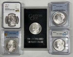 Morgans, Morgans, Morgans - 1884 CC GSA , 1885-MS 66, 1881s-MS 66, 1881s-MS 64, 1883-O MS 63.