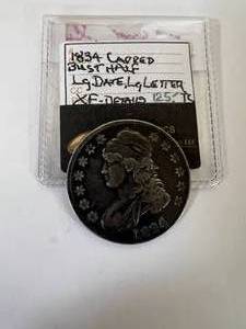 1834 Capped Bust Half Dollar, Lg Date, Lg Letter