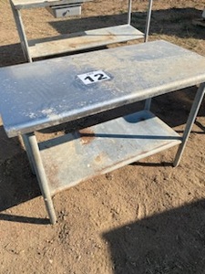 lot 12 image: 4 Stainless Steel Table Top wgalvanized legs