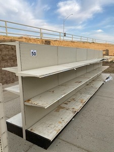 lot 50 image: 24 Double Sided Gondola Retail Store Shelving