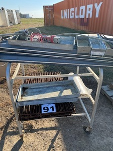 lot 91 image: Steel Cart, Steel Racks, Ceiling Light Fixtures