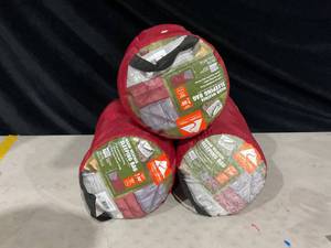 lot 307 image: LOT OF 3 Ozark Trail 50-Degree Warm Weather Rectangular Sleeping Bag, Red, 33x75