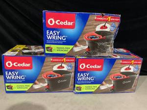 lot 297 image: LOT OF 3 O-Cedar EasyWring Spin Mop & Bucket System