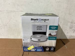 lot 201 image: Shark IQ Robot Vacuum with Bagless 60 Day Capacity Base, Multi-Surface Cleaning, Home Mapping