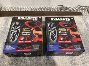 lot 120 image: LOT OF 3 As Seen On TV Bullseye Pro 12V Portable and Rechargeable Tire Inflator