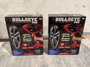 lot 122 image: LOT OF 3 As Seen On TV Bullseye Pro 12V Portable and Rechargeable Tire Inflator
