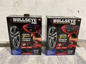 lot 125 image: LOT OF 3 As Seen On TV Bullseye Pro 12V Portable and Rechargeable Tire Inflator