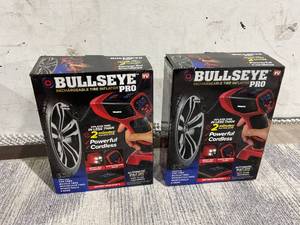 lot 152 image: LOT OF 2 As Seen On TV Bullseye Pro 12V Portable and Rechargeable Tire Inflator