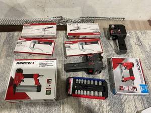 lot 156 image: LOT OF Hyper tough and Aarow Tools and Accessories