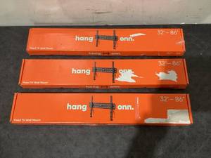 lot 531 image: LOT OF 3 onn. Fixed TV Wall Mount for 32 to 86 TVs, holds up to 120 lbs
