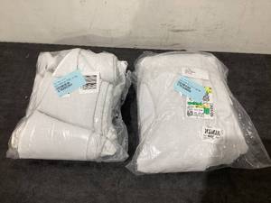 lot 550 image: LOT OF 2 White Chenille Blackout Grommet Curtain Panel
