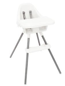 lot 185 image: Regalo Baby Basics High Chair, Removable Oversized Tray with Cup Holder, 5-Point Harness, White, Plastic Chair, Steel Legs, Ages 6-36 Months
