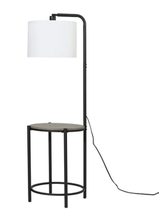 lot 263 image: Mainstays 54 Mid-Century Style Floor Lamp, with Faux Wood Finished Table