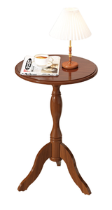 lot 301 image: HLR Round Small End Table Wooden Side Table Pedestal Side Table,Vintage Accent Tables Nightstand