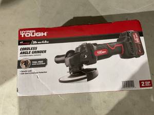 lot 341 image: Hyper Tough 20V 1.5Ah Lithium-ion Angle Grinder, Cordless, Battery Powered