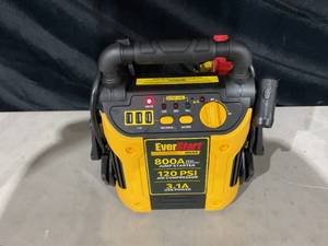 lot 371 image: EverStart Maxx 800 Peak Amp Jump Starter w 120 PSI Compressor, pivoting LED light, 3X USB ports