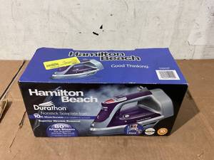 lot 296 image: Hamilton Beach Durathon Digital Retractable Cord Iron, Silver, Model 19902F