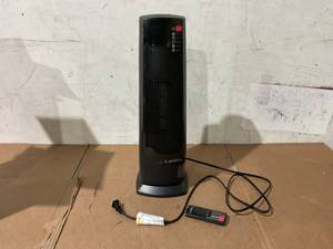 lot 626 image: Lasko 22 1500W Oscillating Ceramic Tower Space Heater with Remote, Black, CT22835