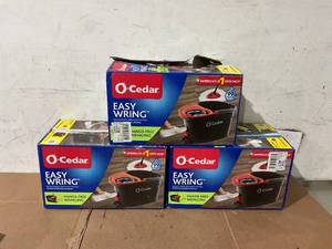 lot 629 image: LOT OF 3 O-Cedar EasyWring Spin Mop & Bucket System