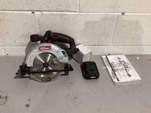 lot 487 image: Hyper Tough 20V Max Lithium-ion Cordless 6-12 inch Circular Saw with 1.5Ah Lithium-ion Battery, Charger, Blade & Rip Fence
