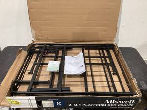 lot 572 image: Allswell 14 Convertible High Platform Metal Bed Frame, QueenKing, Black