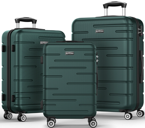 lot 30 image: Sunbee 3 Piece Luggage Sets, ABS Hardshell Hardside Suitcase with TSA Lock Lightweight Durable Spinner Wheels, Dark Green