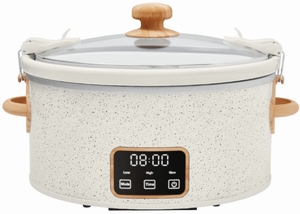 lot 207 image: The Pioneer Woman 6 Qt Digital Slow Cooker with Locking Lid, Linen Speckle