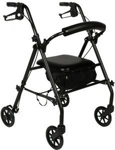 lot 218 image: Equate Rolling Walker for Seniors, Rollator with Seat and Wheels, Black, 350 lb Capacity