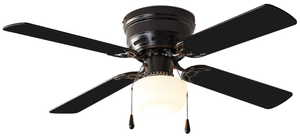 lot 231 image: Mainstays 42 Inch Hugger Indoor Ceiling Fan with Light Kit, Black