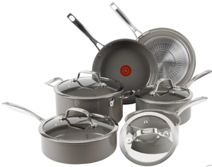 lot 233 image: T-fal Ceramic Excellence Nonstick, Cookware Set, 10 Piece, Pots and Pans, Black