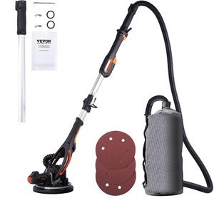 lot 236 image: VEVOR Drywall Sander, 900W Electric Sander with 12 Sanding Discs, Variable Speed 800-1800 RPM Wall Sander with 3 Suction Ducts, Foldable Ceiling Sander & 2 LED Lights, Extendable Handle, Dust Bag