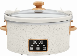 lot 238 image: The Pioneer Woman 6 Qt Digital Slow Cooker with Locking Lid, Linen Speckle