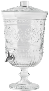 lot 239 image: The Pioneer Woman Cassie Pattern 2-Gallon Clear Glass Beverage Dispenser
