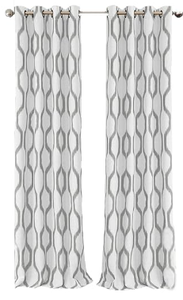 lot 242 image: LOT O 2 Elrene Renzo Ikat Geometric Linen Room Darkening Single Window Curtain Panel- Light Gray, 52 x 95