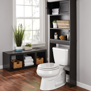 lot 433 image: Mainstays Bathroom Storage over the Toilet Space Saver with Three Fixed Shelves, Espresso