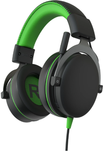 lot 477 image: onn Xbox Wired Video Game Headset with 3.5mm Connector, Flip-to-Mute Mic, Cooling Gel Earpads and 50mm Speakers - Black and Green