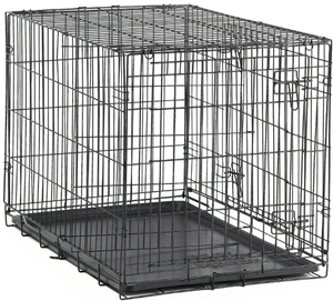 lot 504 image: Vibrant Life Double Door Metal Wire 42 Dog Crate, Leak-Proof Pan and Divider for Dogs