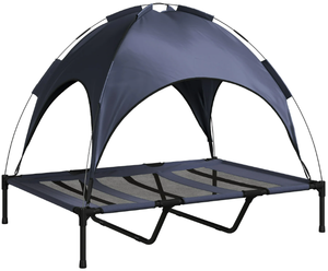 lot 507 image: Elevated Dog Bed with Canopy- Navy