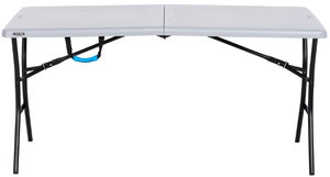 lot 513 image: Lifetime 5 Foot Rectangle Fold-in-Half Table, IndoorOutdoor Essential, Gray, 60.3 x 25.5 (80861)