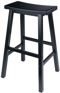 lot 518 image: Winsome Wood Satori Saddle Seat Counter Stool, Black Finish